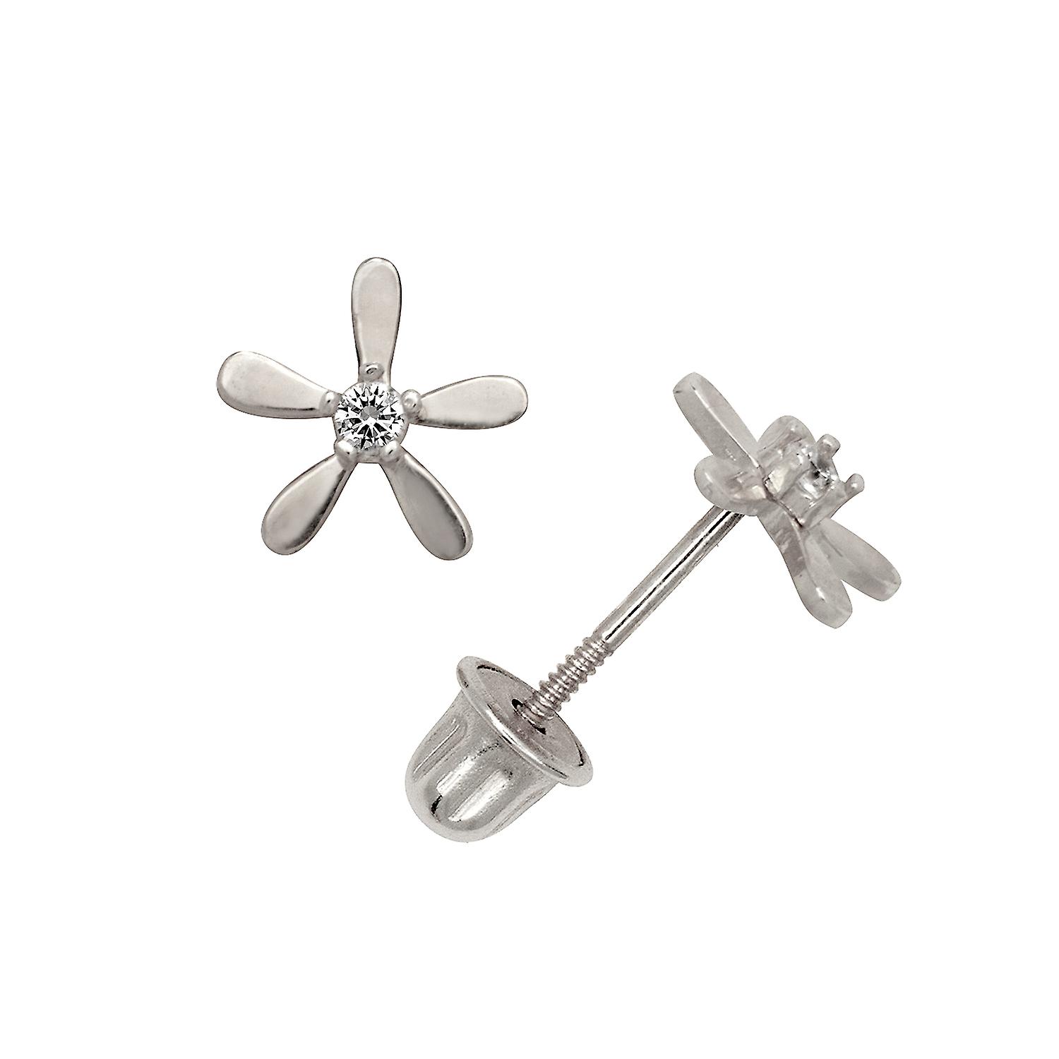 Or blanc 14 carats zircone cubique en forme d’étoile vis boucles d’oreilles 6x6mm boucle d’oreille pour femme