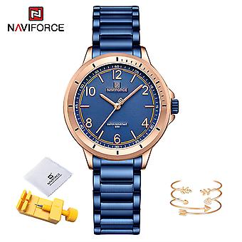 Naviforce Fashion Woman Watch Waterproof Simple Female Wristwatch Stainless Steel Lady Quartz Bracelet Feminino
