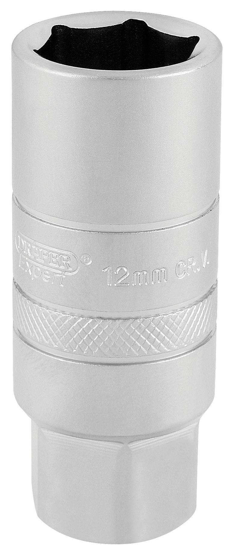 Draper 16776 3/8" Square Drive 12mm Thread 6 Point Satin Chrome Spark Plug Socket (18mm Socket)