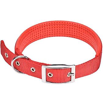 Dog Collar,Comfy Dog Collar Adjustable Dog Collar with Easy Buckle Strong Nylon Padded Puppy Dog Pet Collar,Neck 12"-24" (M (Neck 40-50cm), Red)