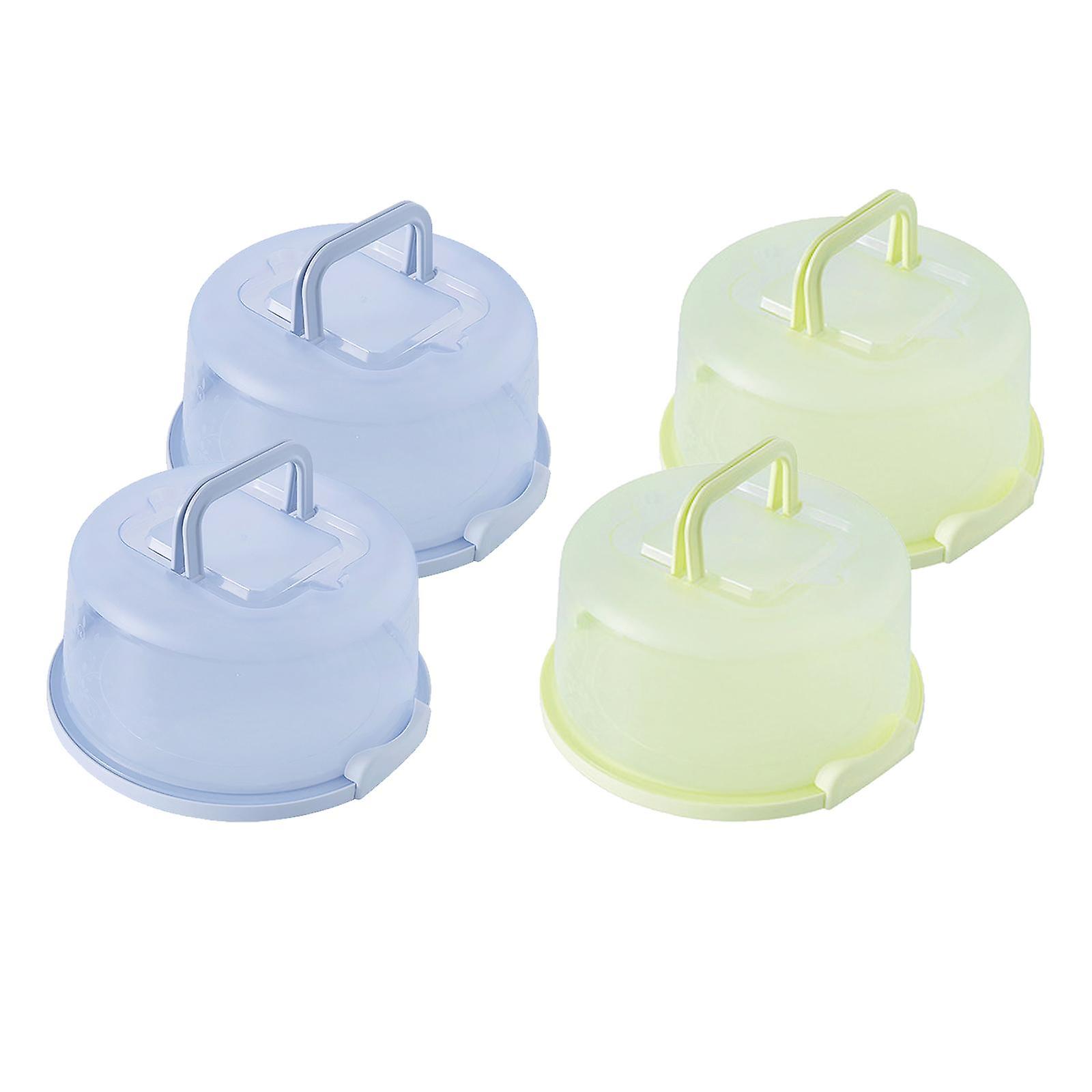4Pieces Plastic Cake Box Round Cake Storage Carrier Container Lockable Lid
