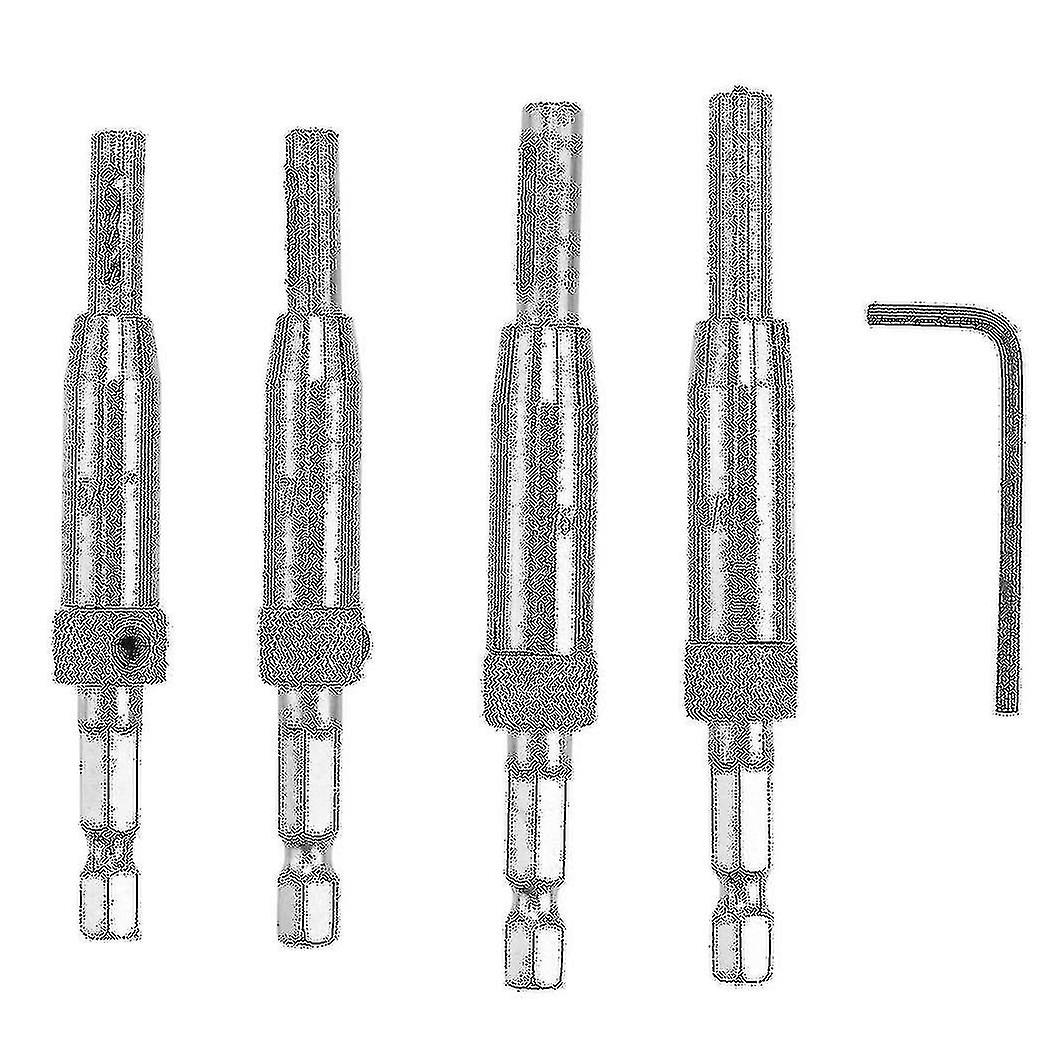 Center Drill Bit Set 5 Pcs Self Centering Hinge Core Drill Bit Set For Woodworking, Door Window Dri