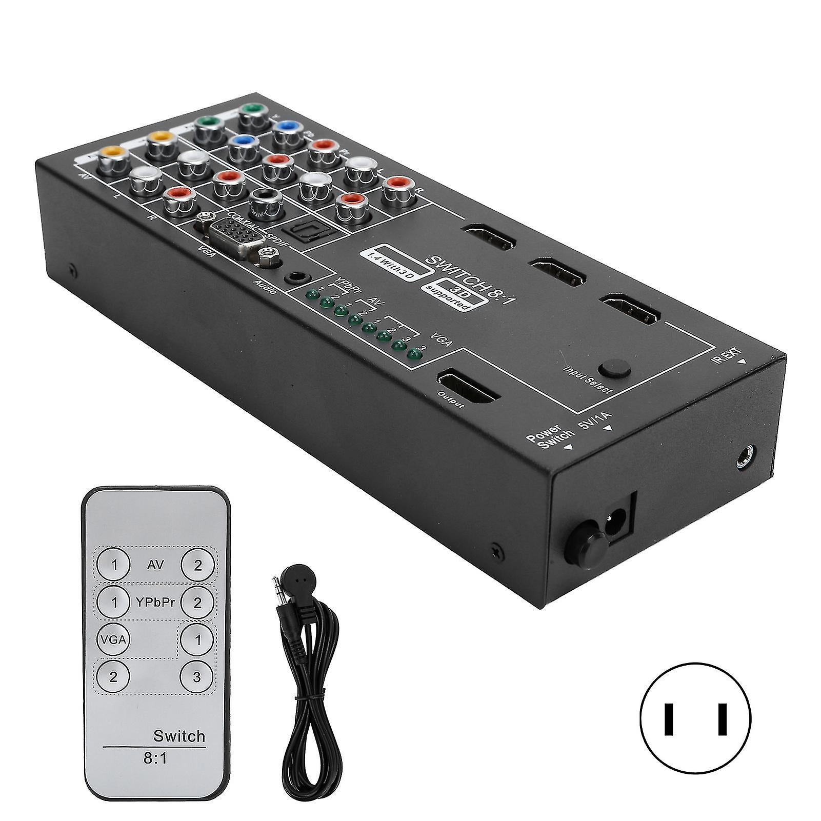 100240V M001 Multifunctional Hdmi Audio Extractor Switcher With 8 Inputs To 1 Hdmi Outputus Plug