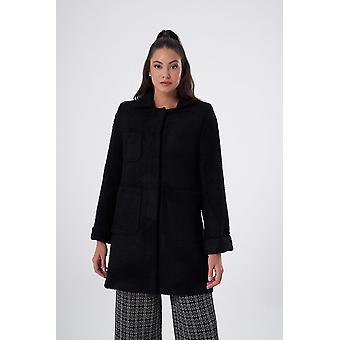 Boucle Textured Black Overcoat