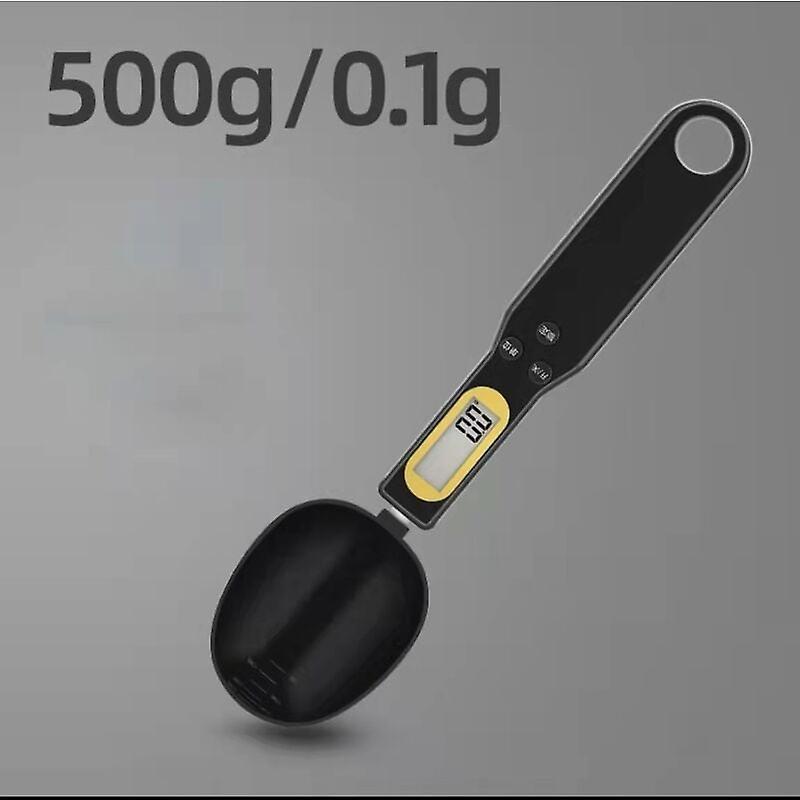 Digital Spoon Scale, 500g/0.1g Kitchen Electronic Weighted Spoon with LCD Display（Black）,Without Battery