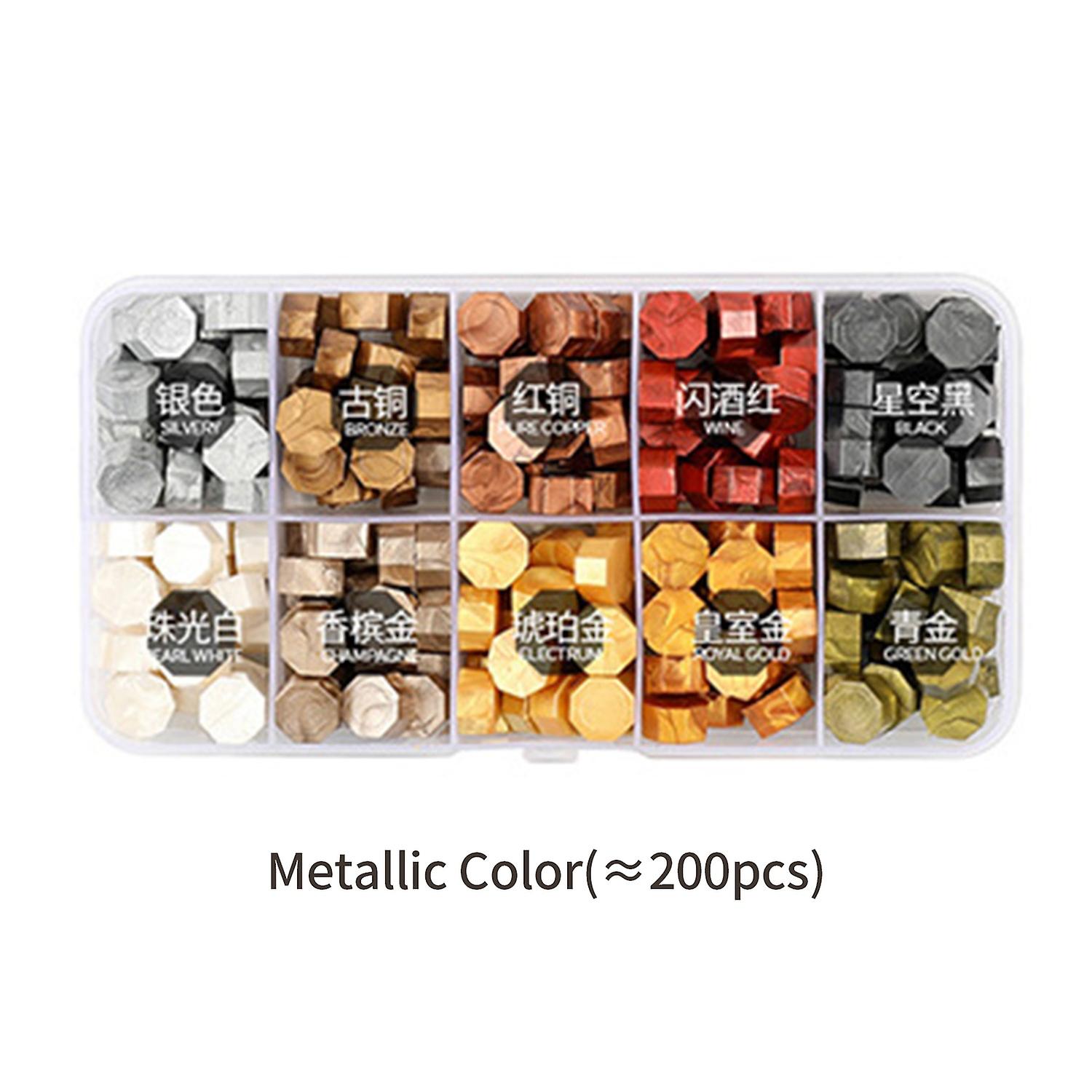 200 Pieces Sealing Wax Beads Colorful Wax Seal Beads with Storage Box for Wax Sealing Stamp Cards En