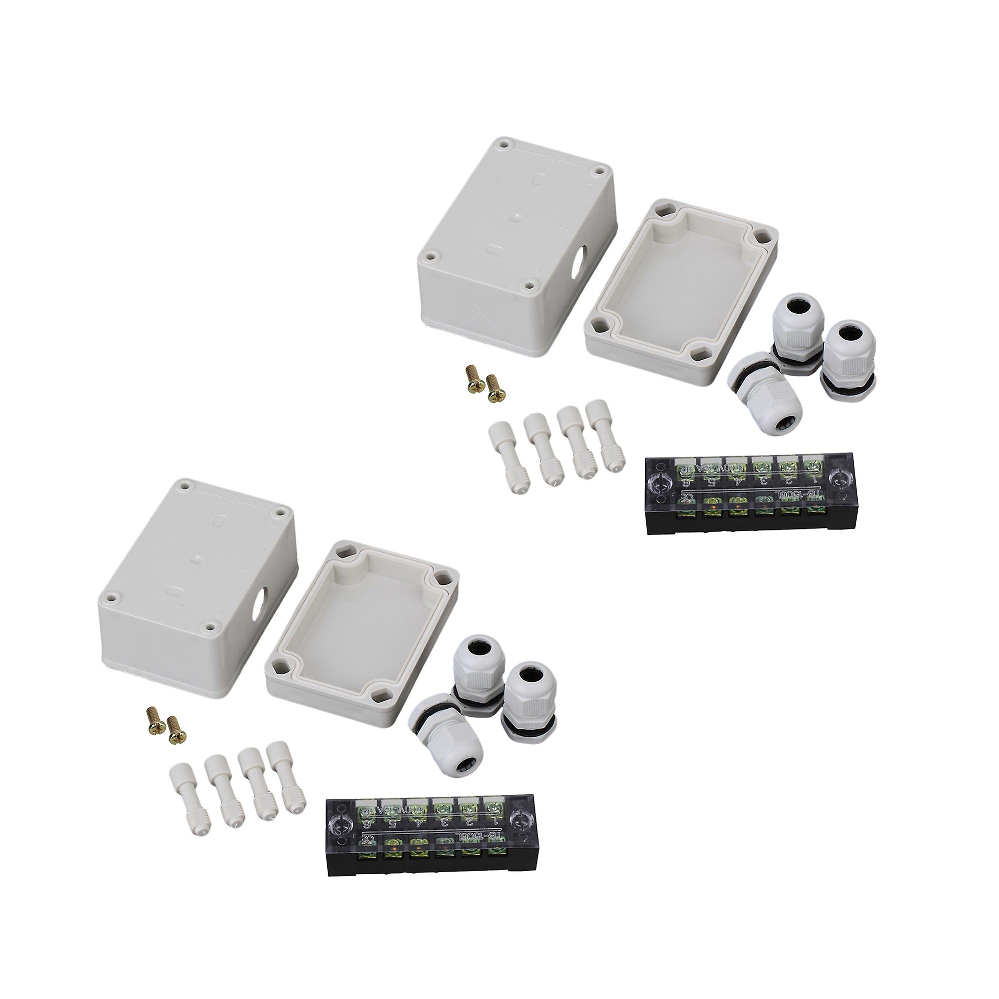 2Pieces Square Shape 6 Bit Plastic Junction Project Box White 95x65x55mm