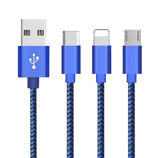 2Pcs Type-c Blue 1m Charging Cable Single Head Fast Charging Data Cable Suitable For Type-c/iphone/android Az17282