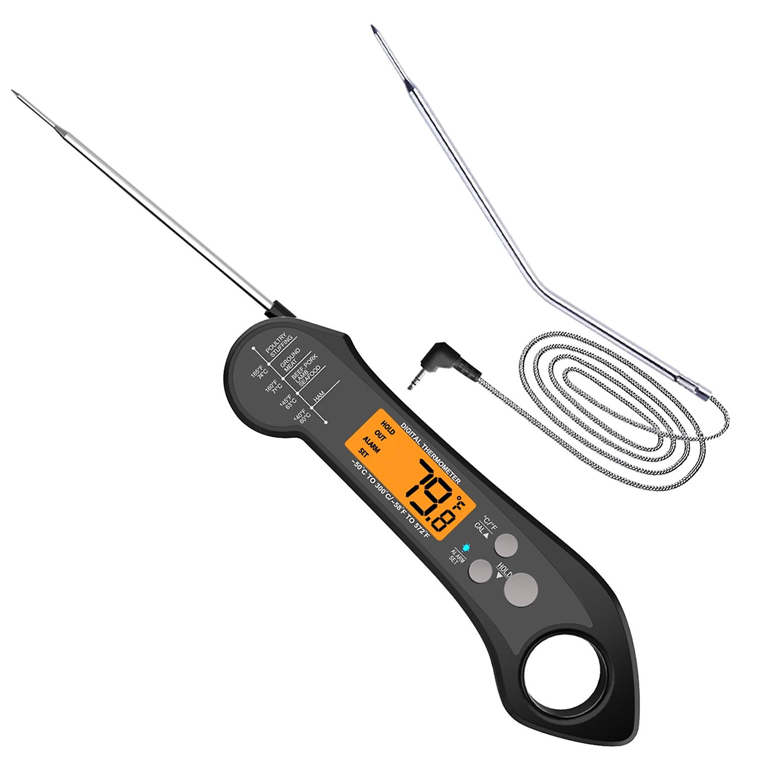1 Set Cooking Thermometer Waterproof Double Probe ABS Clear Digital Display Meat Thermometer Kitchen
