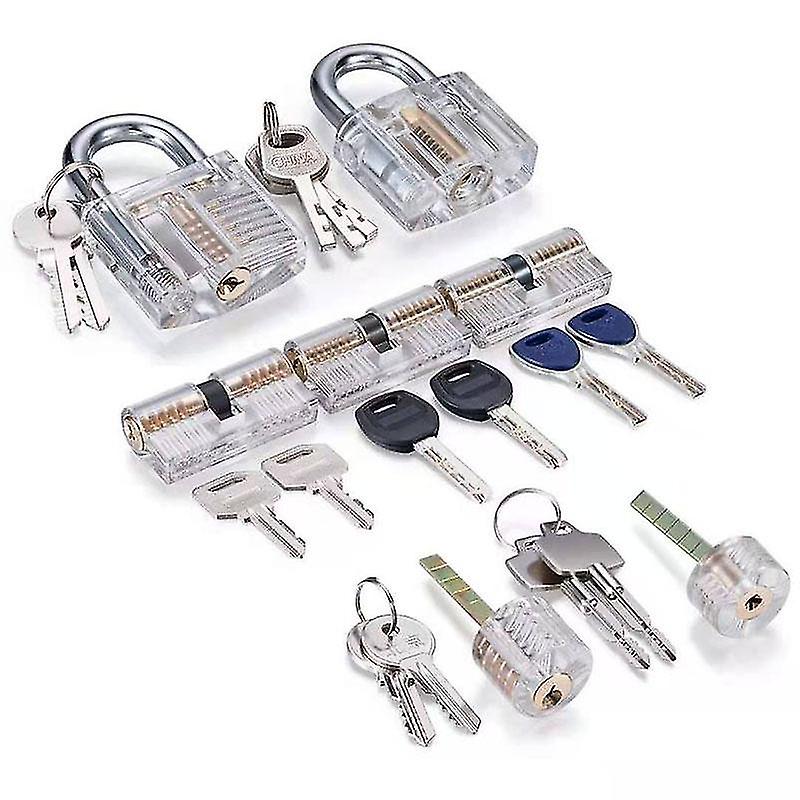 Practice Lock Set,7 Transparent Locks Clear Cylinder Lock With Keys Pro Locksmiths