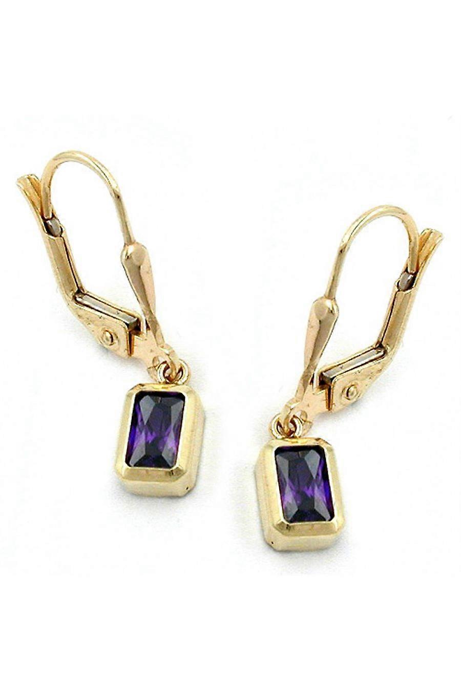 Earrings Leverback Amethyst 9k Gold - Gl430056