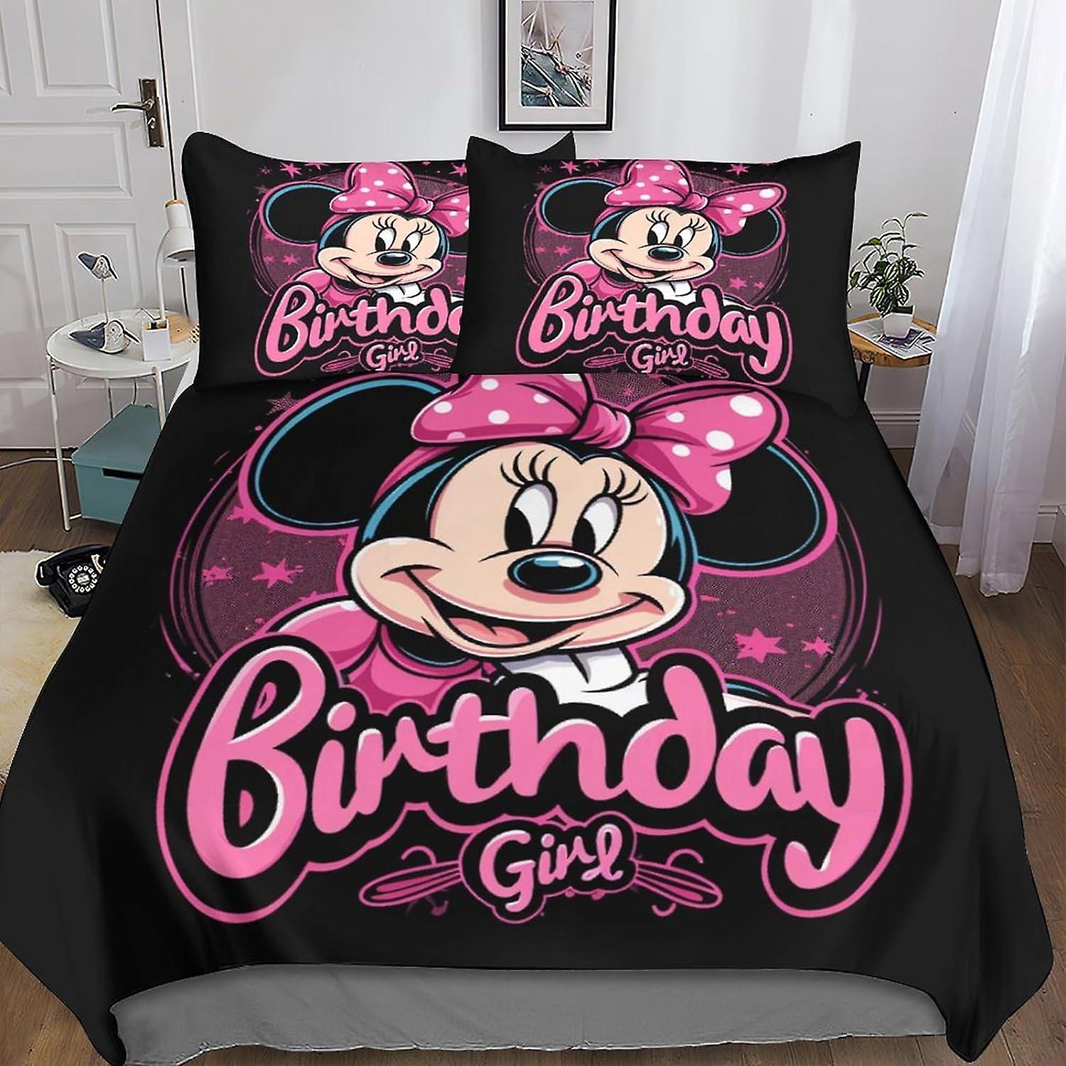 DSJackson Mickey Mouse 3-piece Duvet Cover 3D Printed Cartoon Quilt Cover Bedding Set with Microfiber with Hidden Zipper Closure with Pillowcases for 