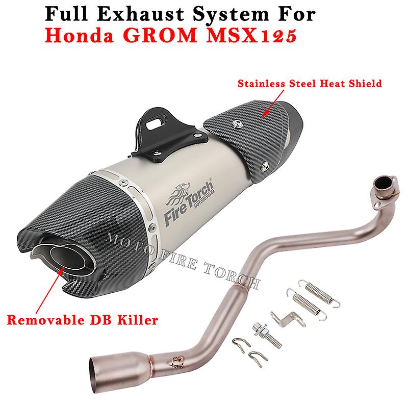 Für Honda GROM MSX125 MSX 125 2013 - 2019 2020 2021 Motorrad Auspuff Modifizierten System Vorne Link Rohr Und Carbon faser Schalldämpfer
