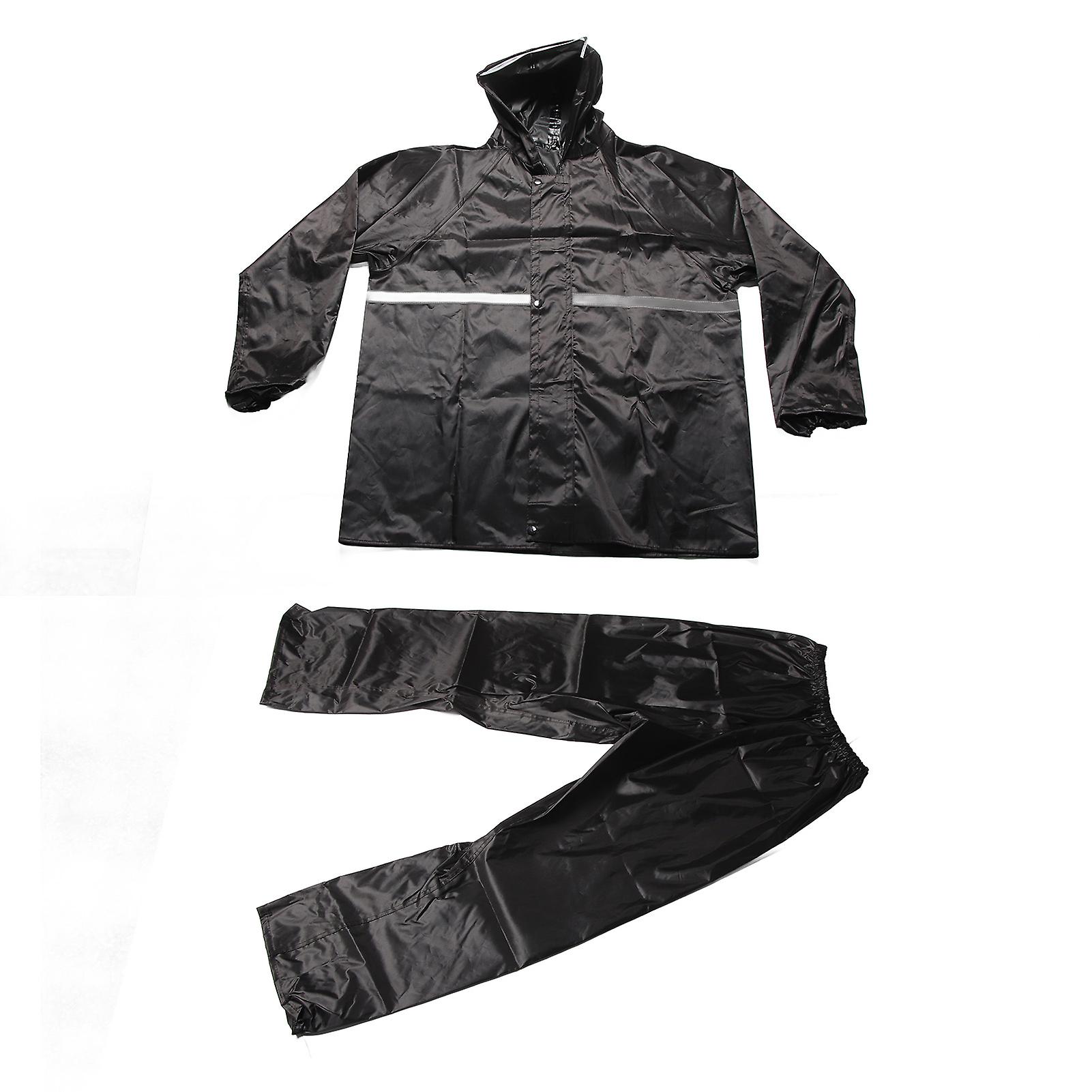 Raincoat Set Oxford Cloth Thicken Slit Type Waterproof Rain Suit with Reflective Strip for Men Women Thickened Raincoat Set XL