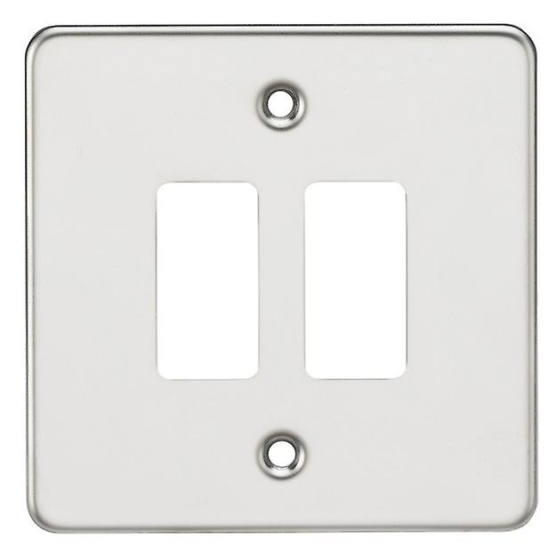 Knightsbridge Flat plate 2G grid faceplate - polished chrome - GDFP002PC