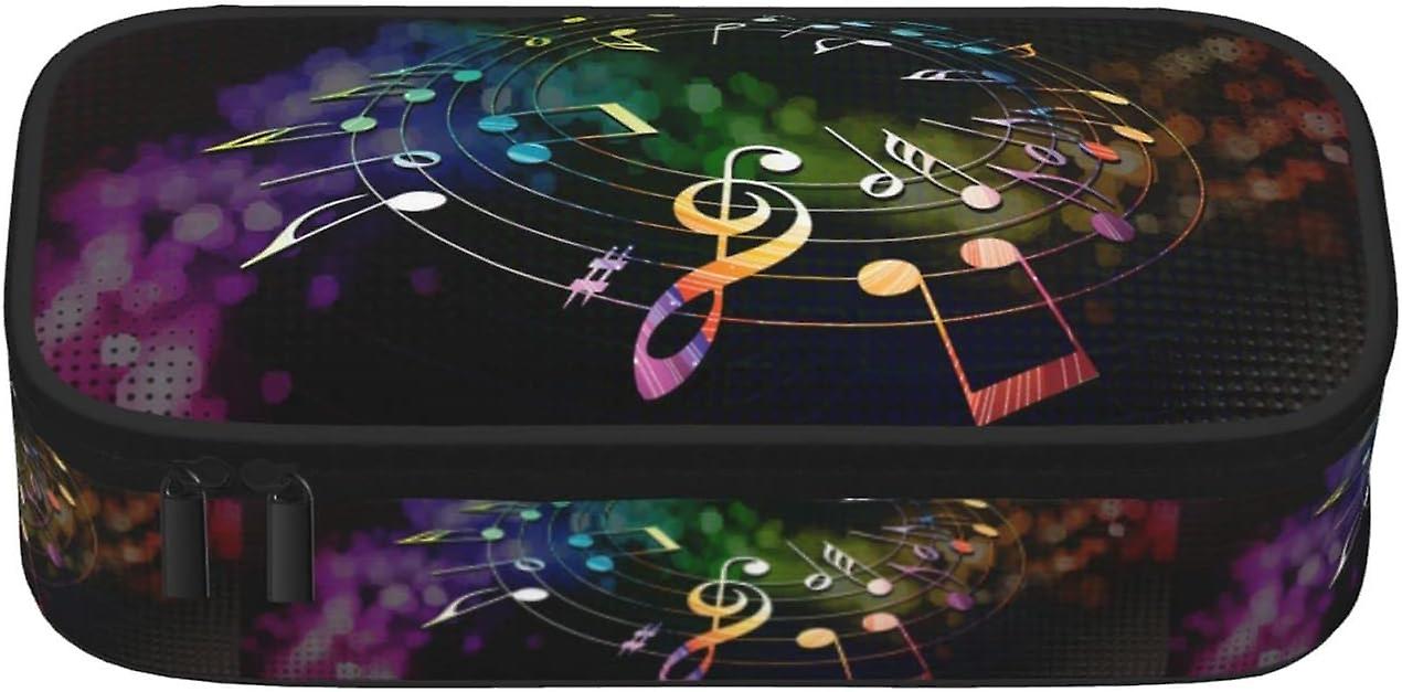 ملاحظات موسيقية ملونة طباعة مقلمة حقيبة قلم رصاص ذات سعة كبيرة ، حقيبة قلم رصاص محمولة للأولاد والبنات والبالغين والمكتب ، 21 سم × 9.5 سم × 5 سم 6605