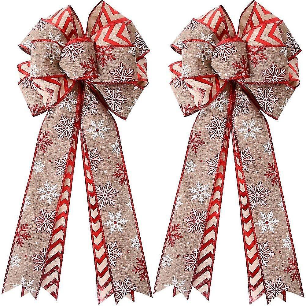 ラージクリスマスボウ2pcsヴィンテージボウノットと互換性のあるクリスマスプレゼントラッピングクリスマスツリーオルナ