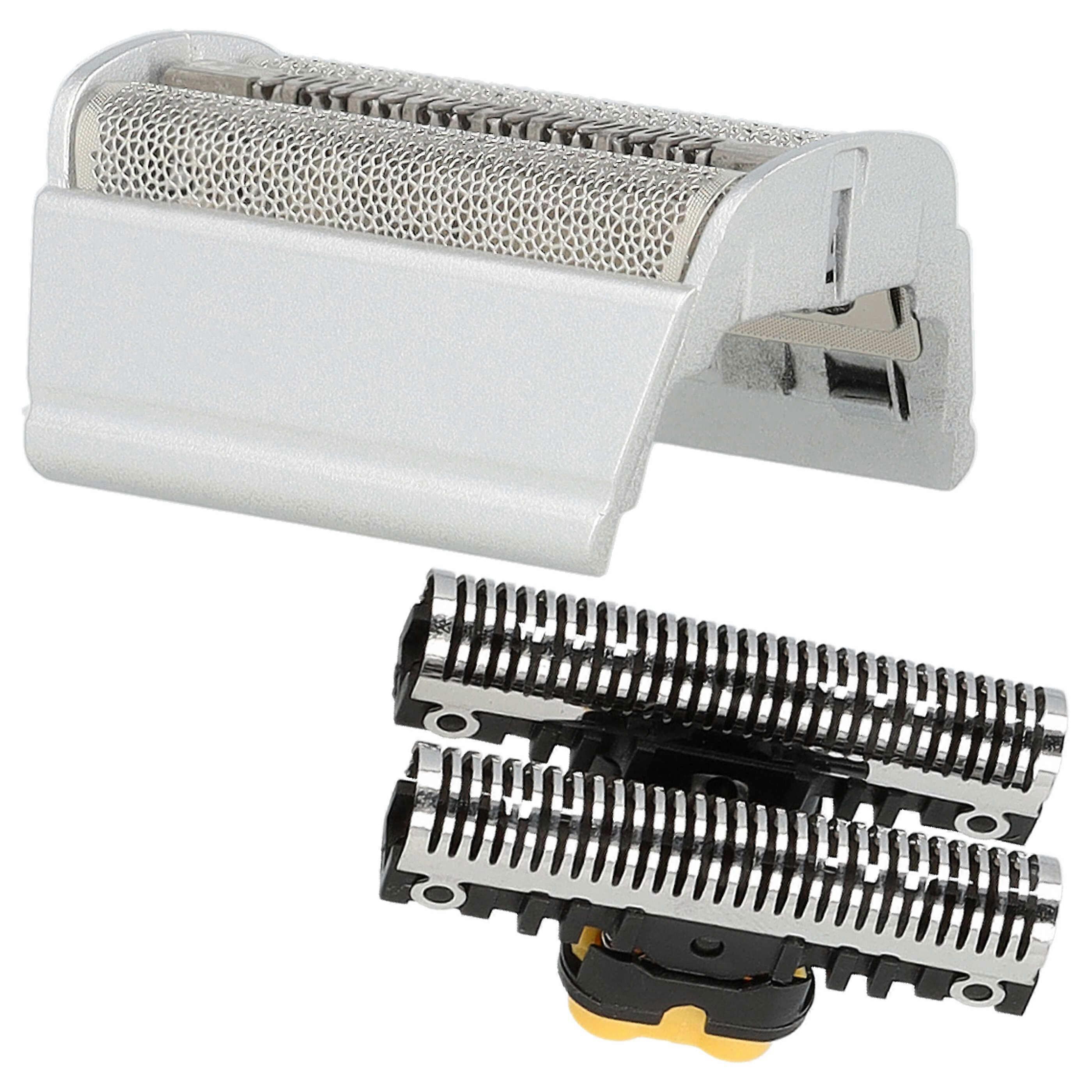 vhbw 1x Bloco de Lâminas, 1x Película de Barbear Dupla com Moldura compatível com Máquina de Barbear Braun Flex Integral 6550 - Pacote Combo Preto Prateado