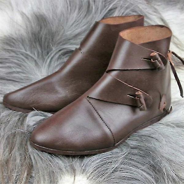 中世のバイキング コスプレ Puレザーブーツ 海賊 パラディン ナイト プリンス ハロウィン 男性用コスチューム シューズ ファンシーパーティー プロップ