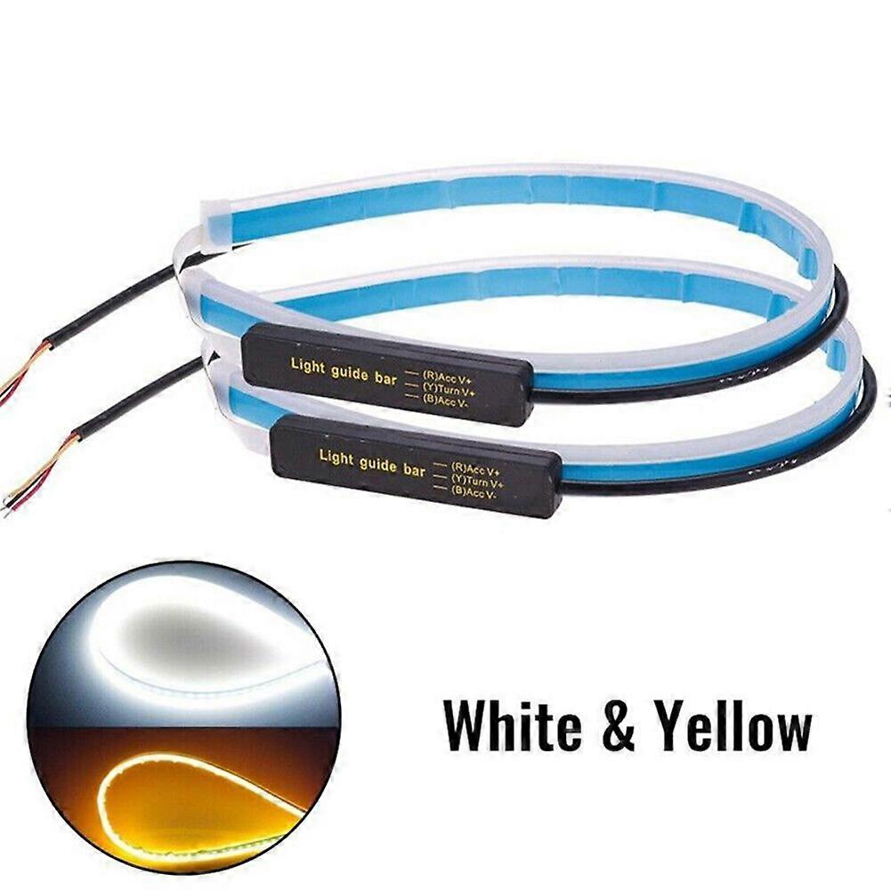 2Pcs Car Sequential LED Strips Turn Signal Indicator DRL Daytime Running Light For Angel Eye Headlight Turning Light 2835 SMD
