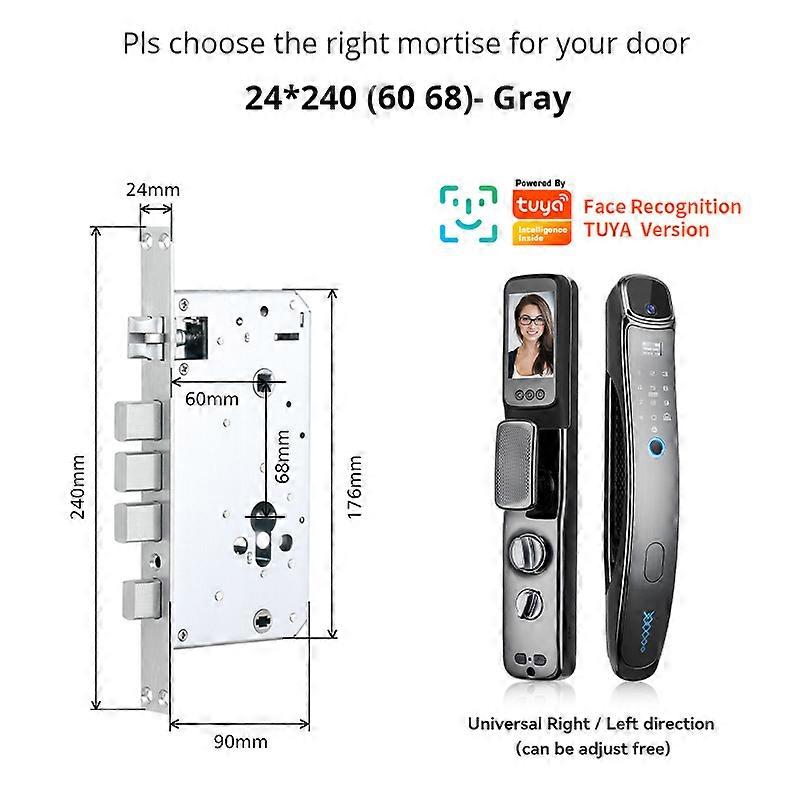 Tuya Electronic Fingerprint Door Lock Front Door Security Lock Wifi Digit Door Lock Door-viewer Camera And Built-in Doorbell