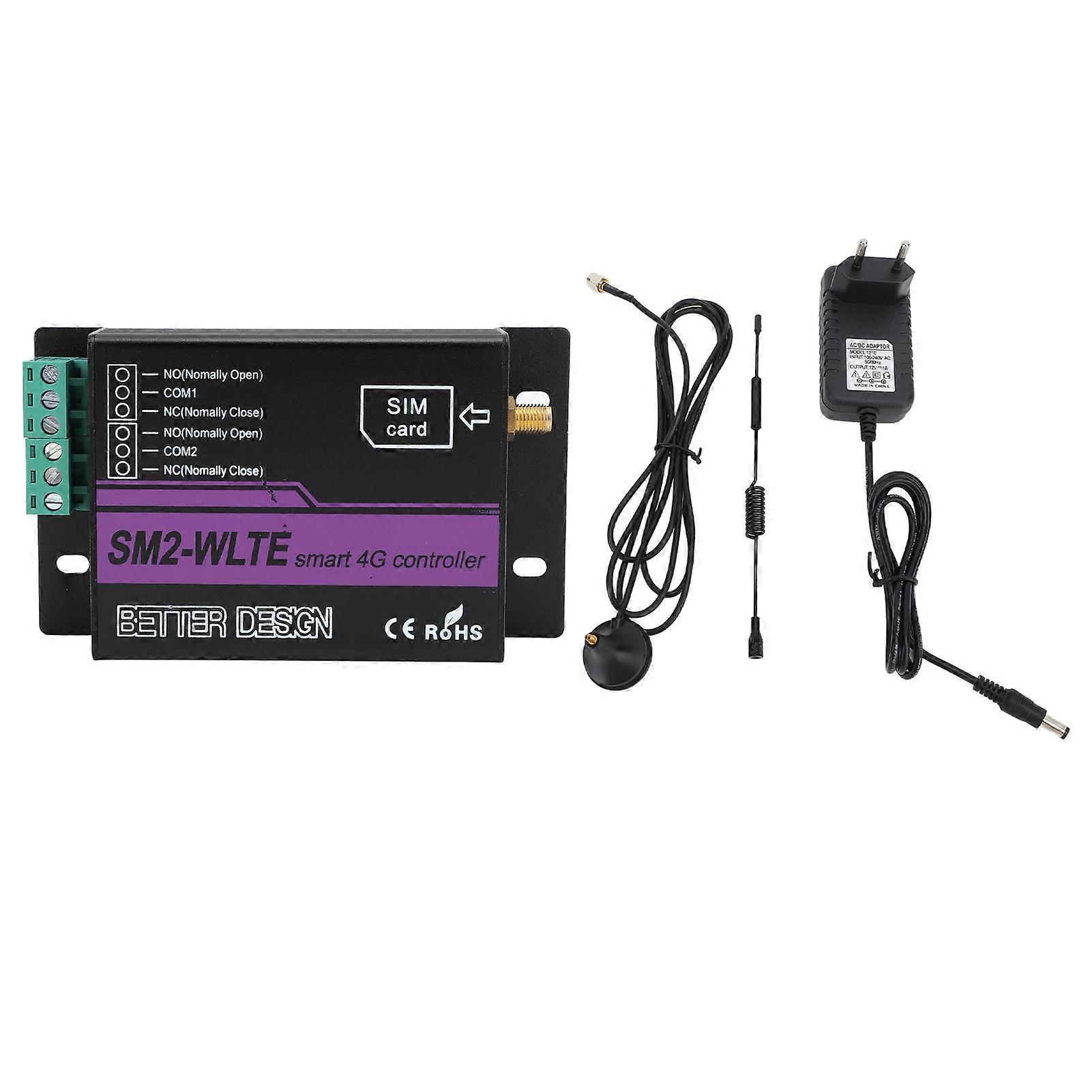 Sm2 Wlte Ea 2 Channel 4g Sms Alarm Controller With App Web Temperature Humidity Linkage Sms Power Outage Alarm Eu Plug 100240v