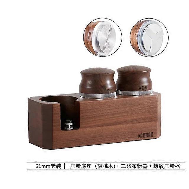 Coffee Handle Bracket And Walnut Hammer Base Set - Solid Wood Press Holder For 51/54/58mm