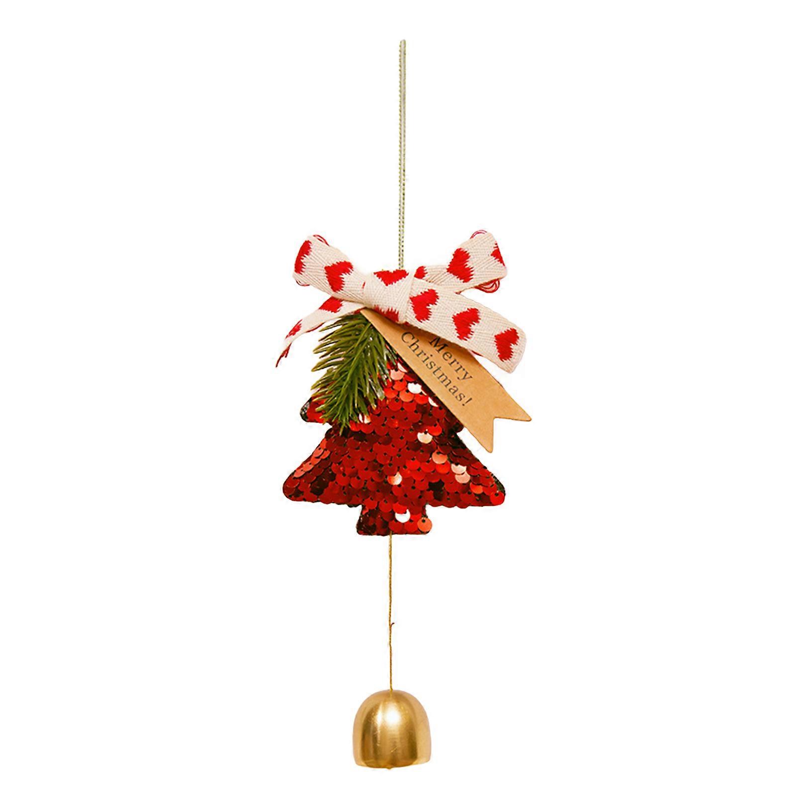 Christmas Bell Decoration Xmas Tree Bow Bell Pine Hanging Ornaments Jingle Bell Pendant for Christmas Tree Wreath Window Car Decor