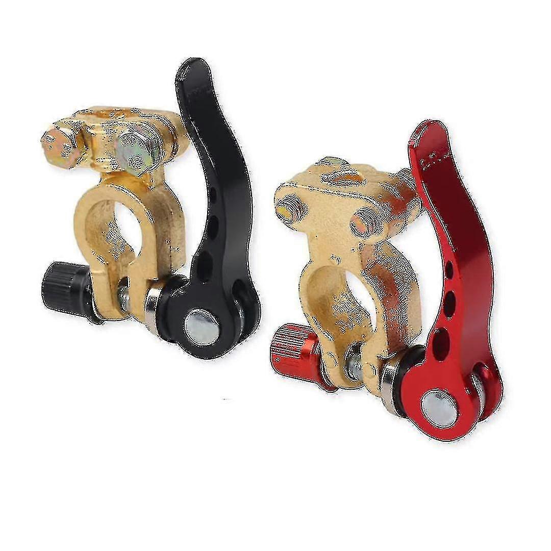 バッテリークランプカーバッテリーバッテリーポールクランプクイックリリース真鍮腐食保護パッドポールクランプ車(1ペア、赤+黒)