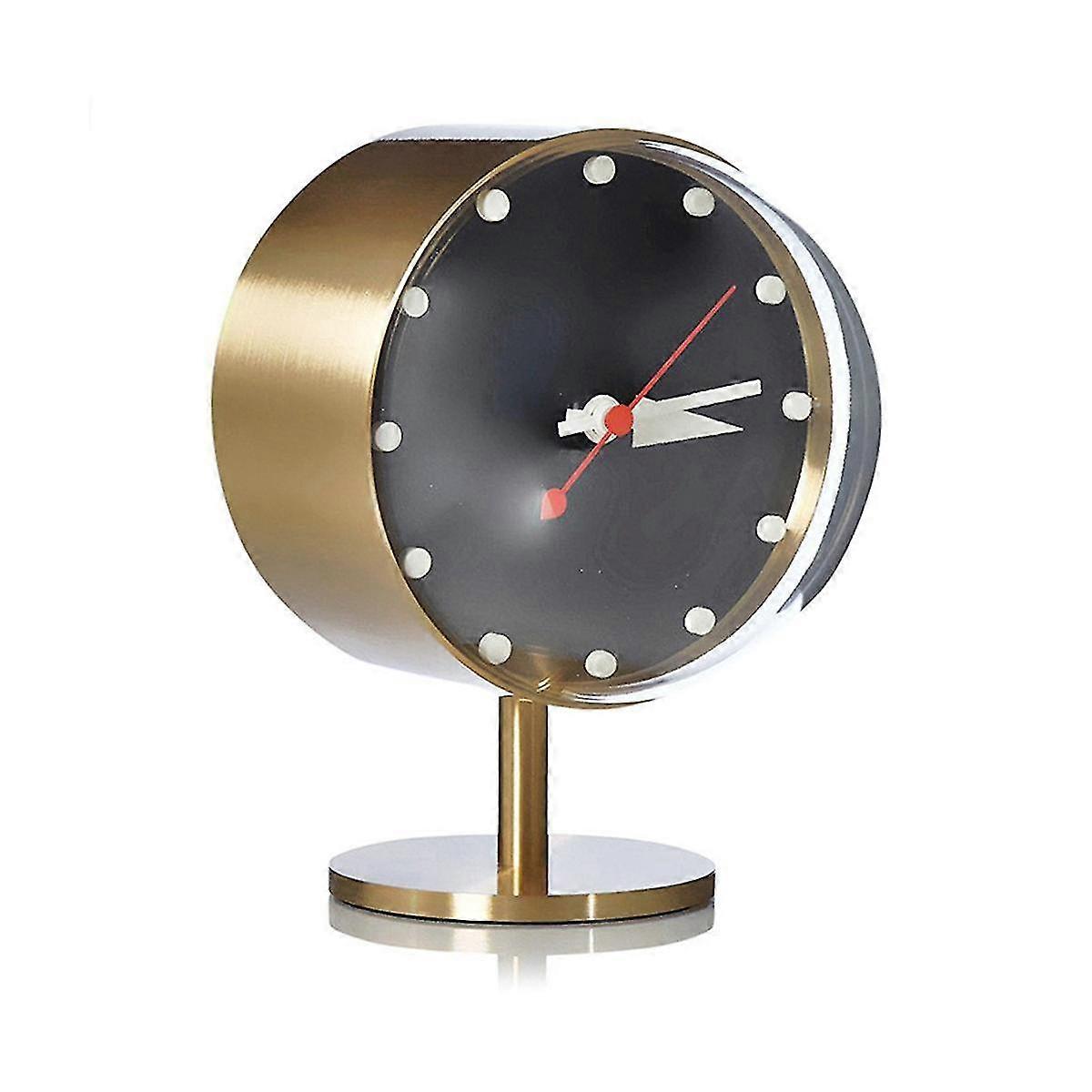 Table Clocks Retro for Decoration Modern Design Brass Quartz Silent Desktop Clock Home Decor(Gold)