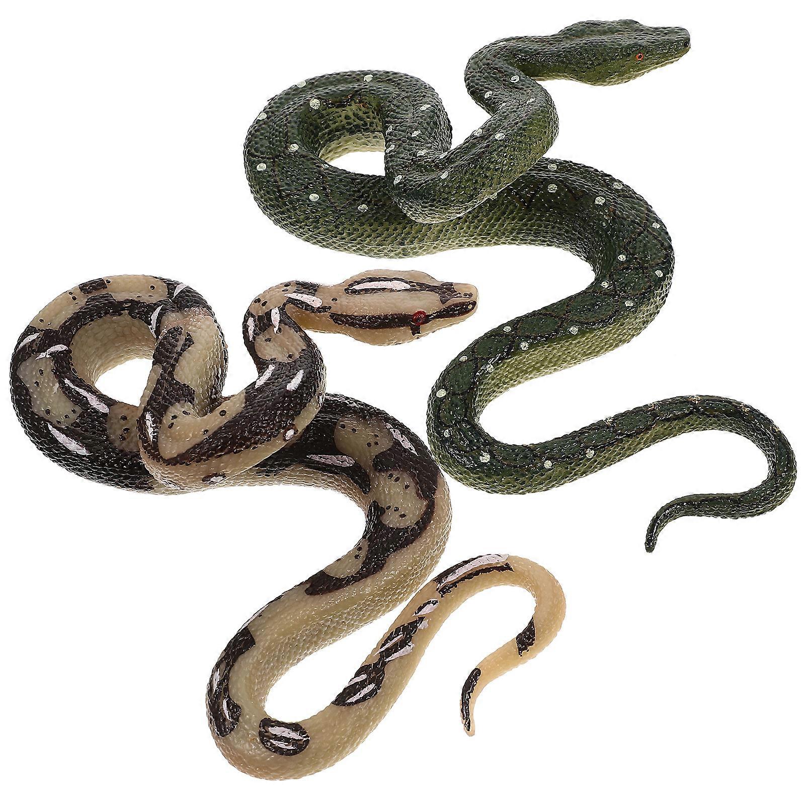 2Pcs Plastic Snake Figure Snake Toy Simulation Animal Model Prank Props Desktop Decor