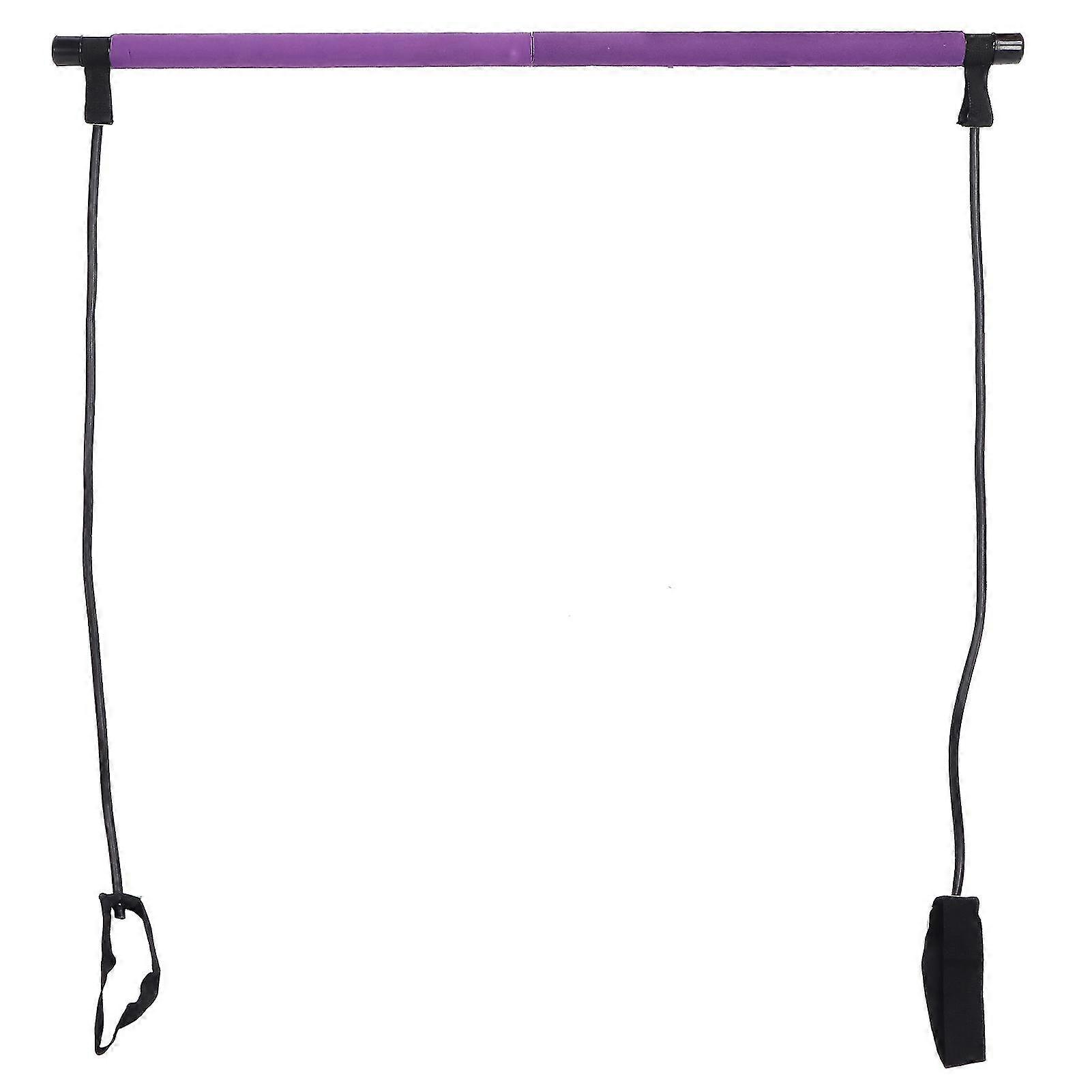 PortablePurpleYogaStickResistanceBandforBodyShapingandChestExpansion-PilatesStickwithAdjustableResistance