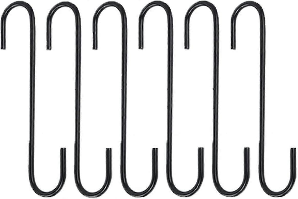 6 Pack 20cm Heavy Duty S-shaped S-hooks For Hanging Plants, Flowers, Baskets, Garden (black)