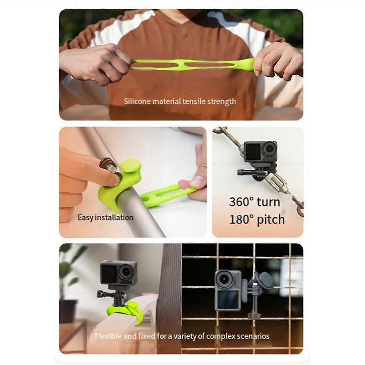 for Multi-Functional Elastic Strap Action Fixing Bracket Multi-Functional Silicone Elastic Mini Q Bracket, Black