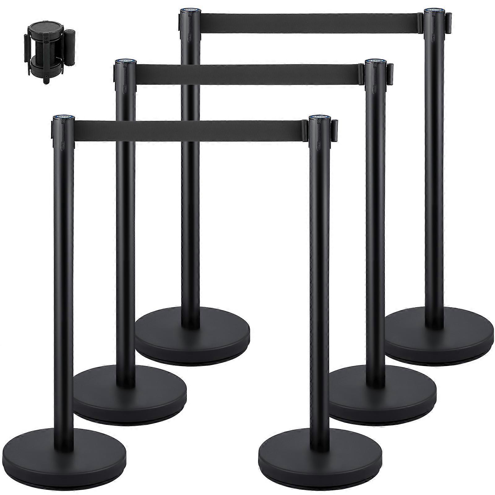 Crowd Control Stanchions, 6-Pack with 3PCS 6.5FT Retractable Belt, Stanchion Posts Queue Pole for Crowd Control Barriers, Easy Assembly