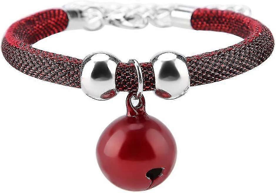 Japanese Style Cat Collar With Bell, Nylon With Extension Chain Pet Feeding Accessories(red)