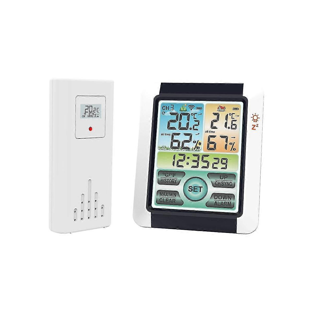 Wireless Temperature Humidity Sensor Lcd Digital Screen Temperature Sensor With Clock Function For