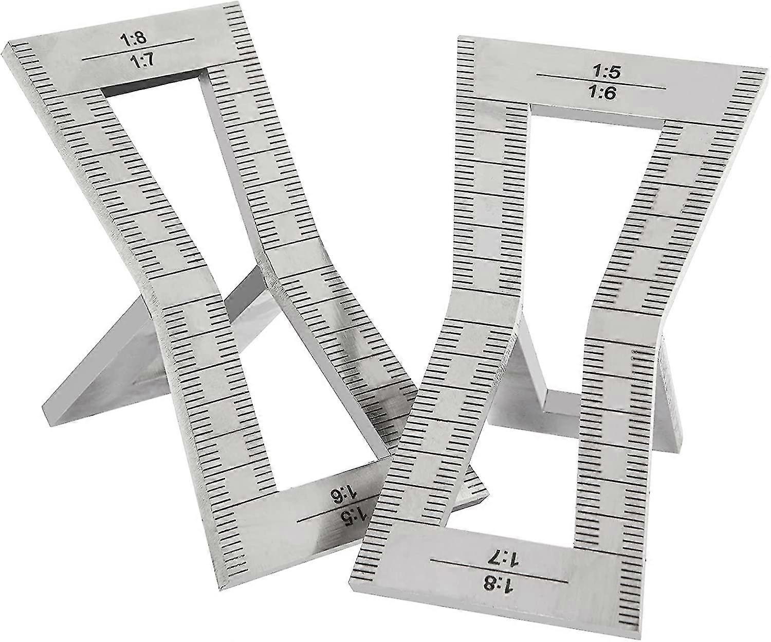 Dovetail Marker Gauge, Hand Cut Dovetail Guide Tool With Scale, Stainless Steel Wood Joint Jig With Dovetail Template Size 1:5-1:6 & 1:7-1:8 For Diy W