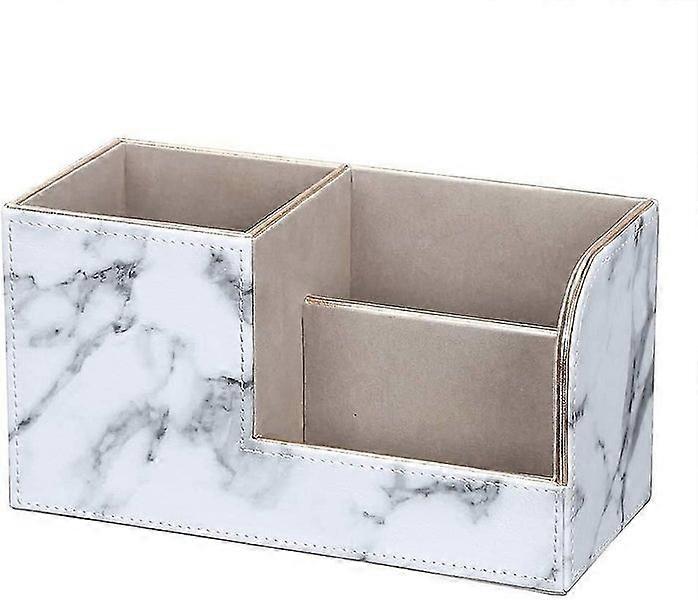 Gold Border & White Marble Pencil Holder