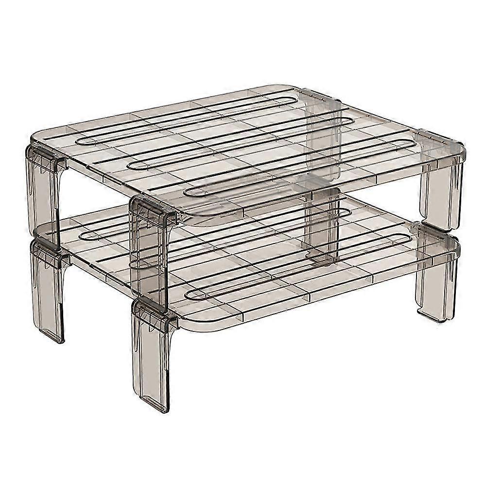 2pcs Fridge Organizer Fridge Rack Kitchen Racks Kitchen Items Stackable Shelf Layered Shelf (brown)