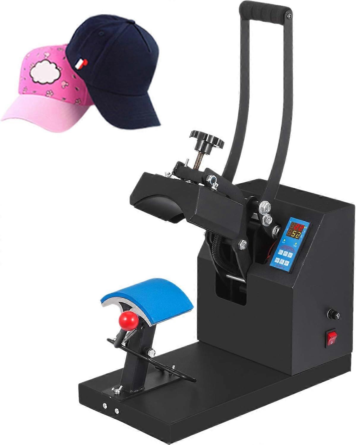 Heat Press 6x3.75Inch Curved Element Hat Press Clamshell Design Heat Press for Hats Rigid Steel Frame No Stick Digital LCD Timer and Temperature Contr