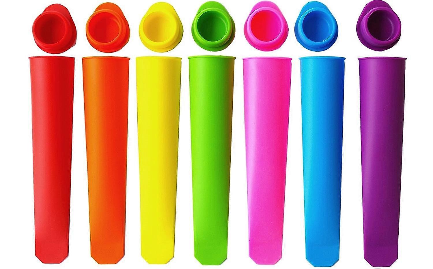 7PCS Silicone Ice Pop Molds,Popsicle Maker Molds,7 Vibrant Colors