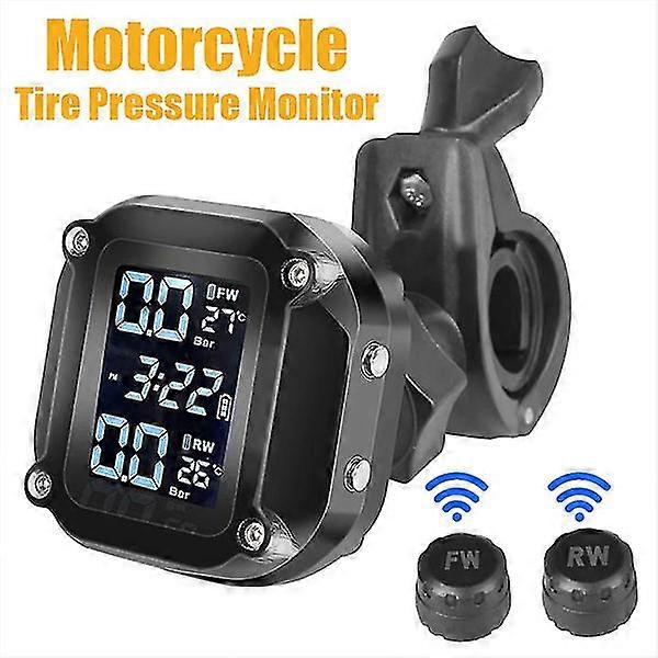 Motorcycle Tpms Motorbike Tire Pressure Monitoring System Tyre Temperature Alarm System Lcd Display External Tire Pressure Sensors Alarm System