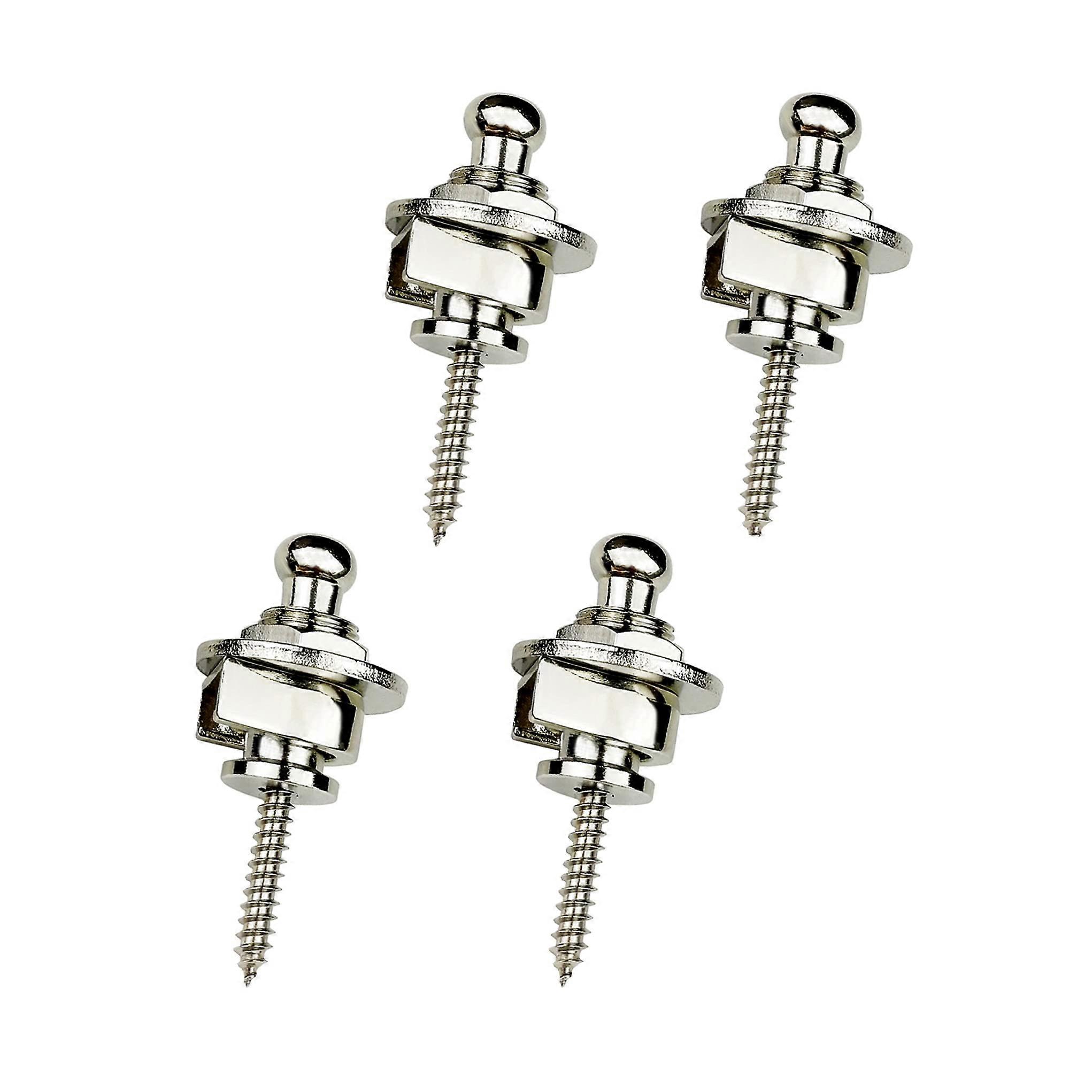 4PCS Copper Round Guitar Strap Buckle Head Strap Lock (Silver)