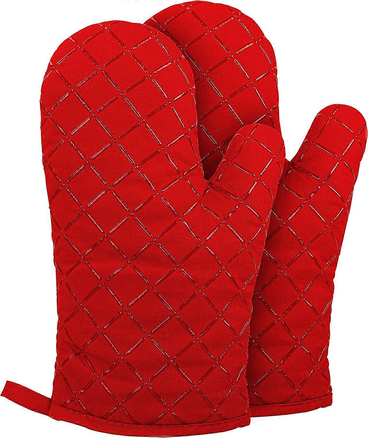 Oven Gloves Heat Resistant - 1 Pair, Red