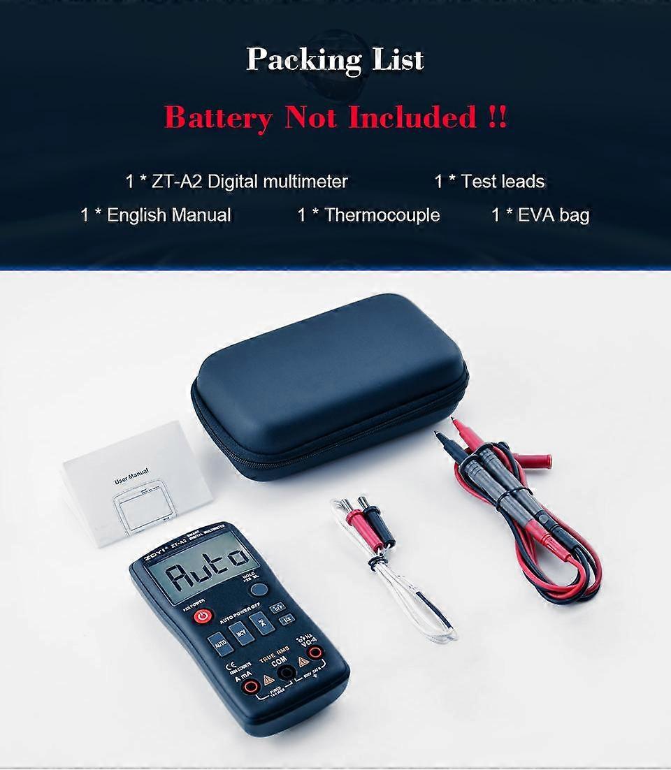 ZT-A2 Mini Digital Multimeter Ammeter Voltmeter Frequency backlight Residential Meter Diode AC/DC Voltage NCV Tester 4000C
