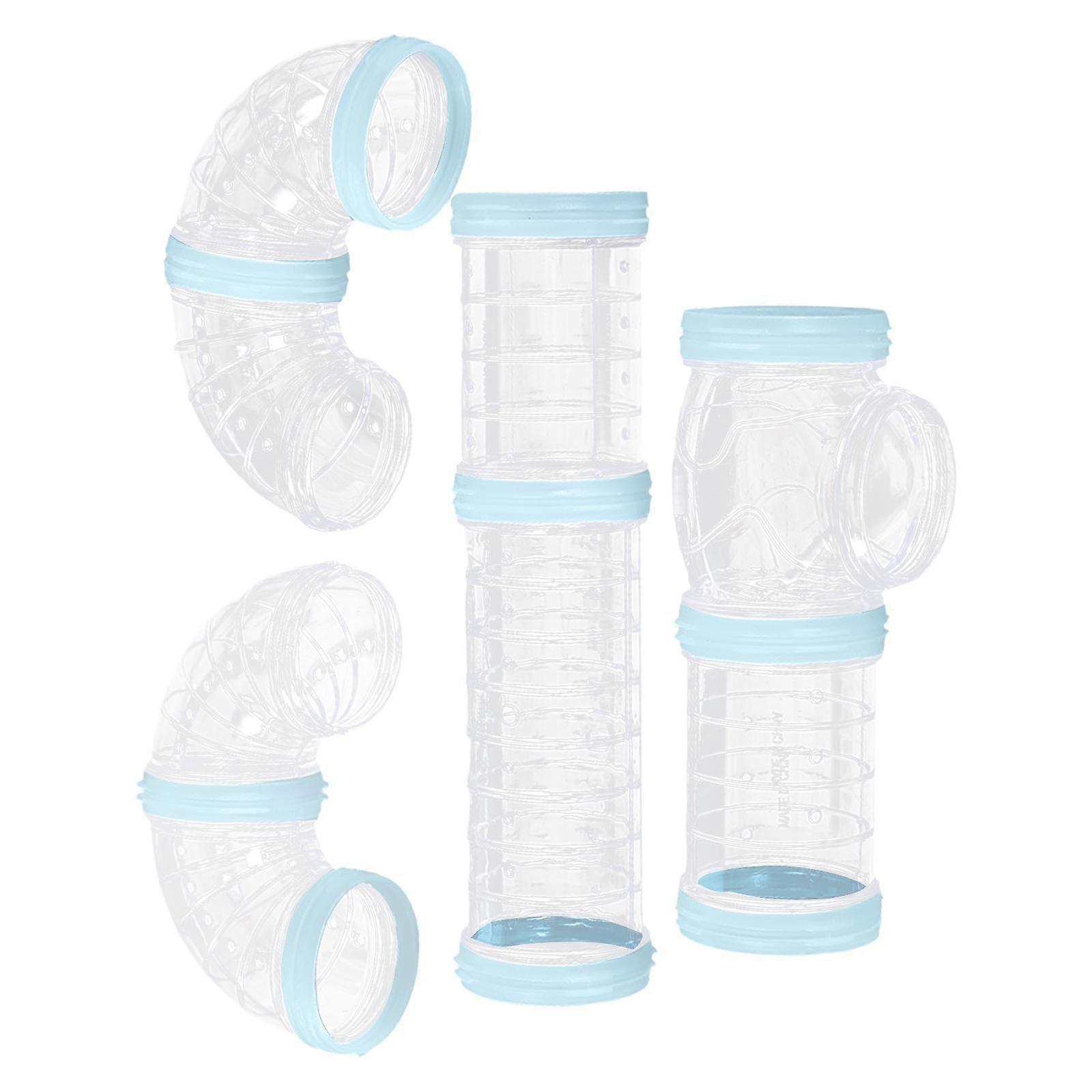 8Pcs Hamster Tubes Set Connected Tunnels DIY Plastic Training Tools Blue