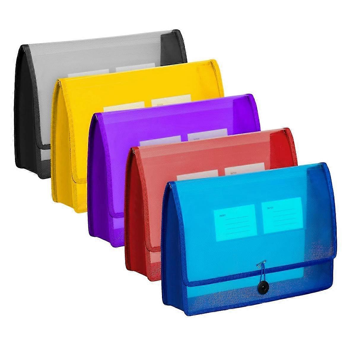 5pack A4 Plastic File Wallet Envelop Uitbreiding File Map Label Pocket Clear Colored Waterdicht Voor Office Home