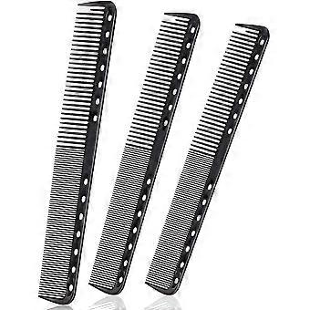 3 pieces Fine Cutting Comb, Resin Heat-Resistant Hair Comb (Black)