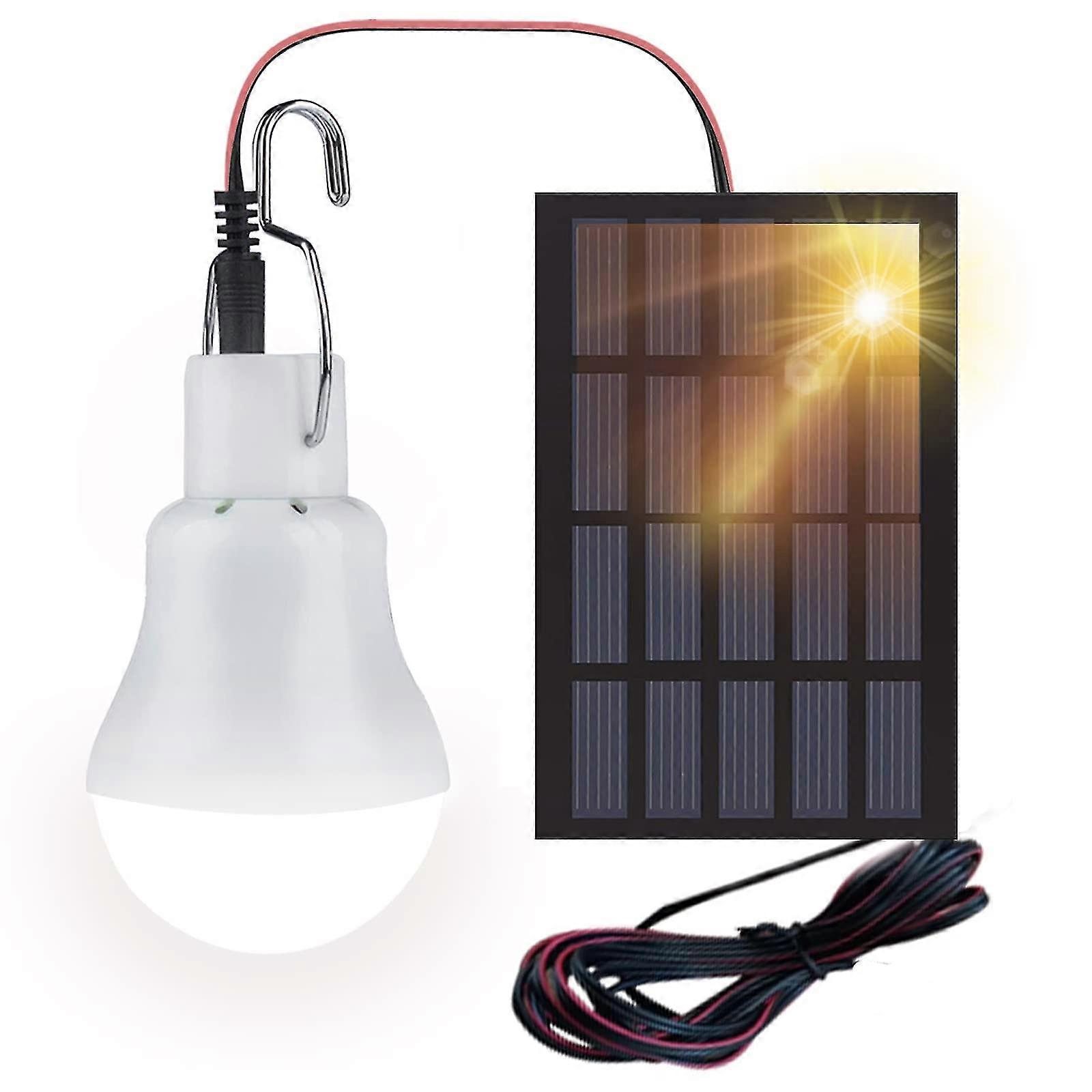Solar Powered Shed Led Light Bulb, 2 Pack Portable Usb Charge Lantern Lamp With Solar Panel, 110 Lumens Camping Light For